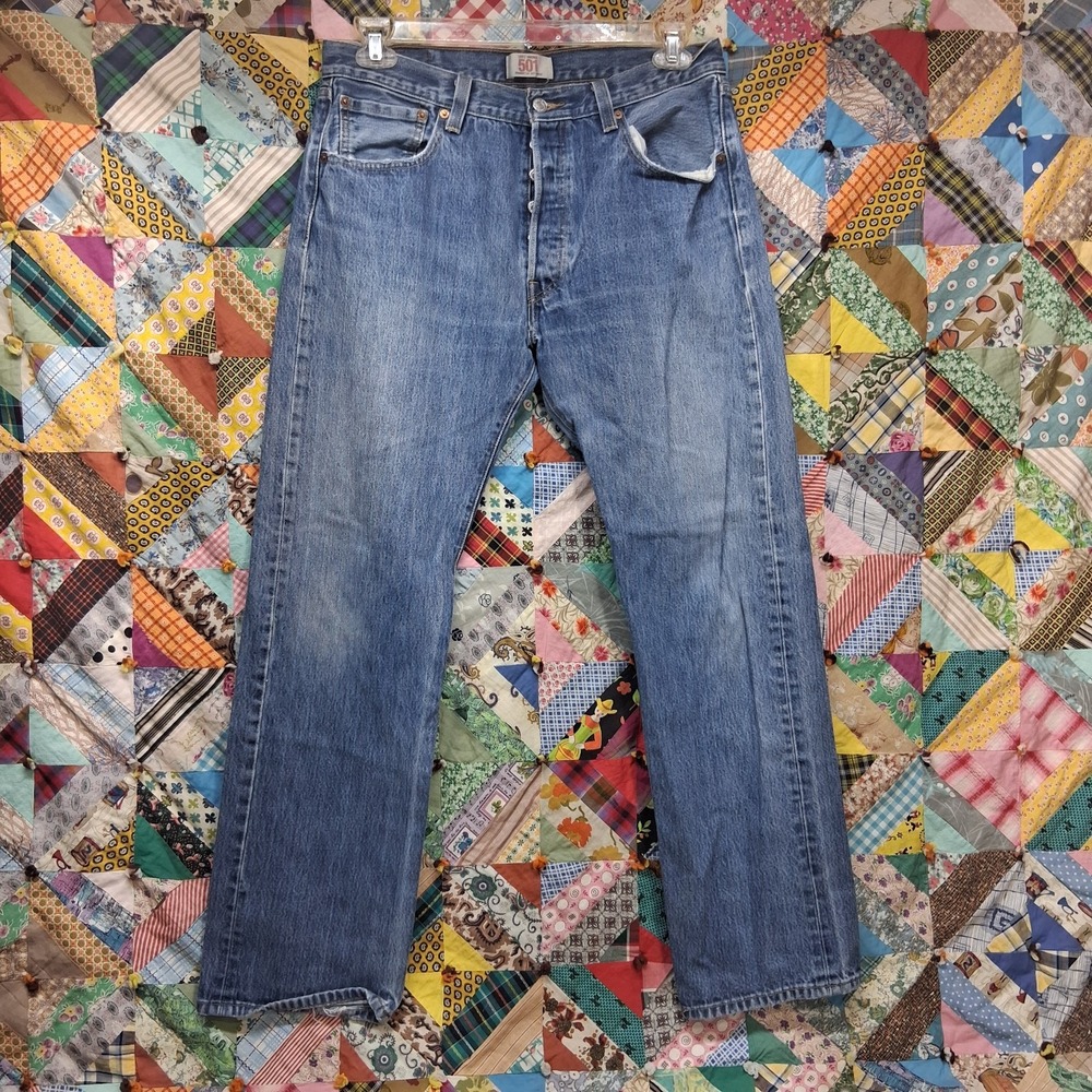 Levis 501 Button Fly Blue Jeans 34x32 Original Fit Straight Leg 2009